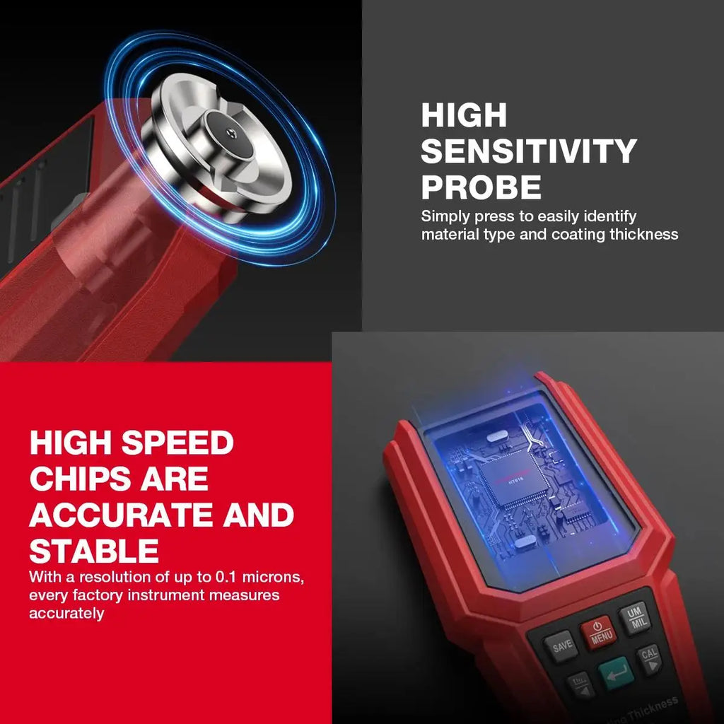 HABOTEST HT616 Car Coating Thickness Gauge 0-1500UM Car Film Paint Thickness Tester Measurement F/NF Automatic Calibration