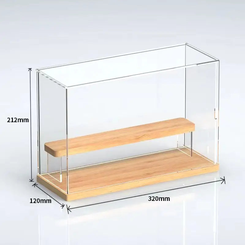 Solid Wood Step Figure Display Cabinet Transparent Acrylic Display Box For Toys, Car Models, Action Figures Storage And Display