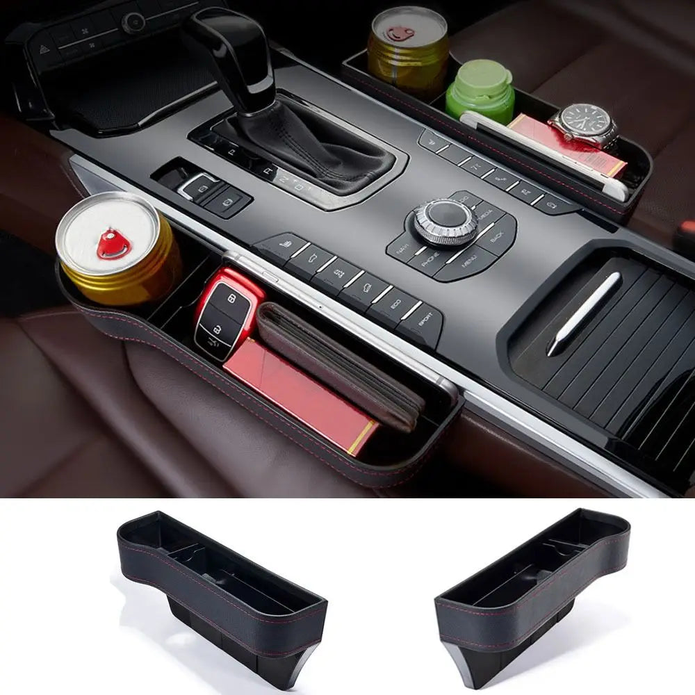 PU Leather Car Seat Gap Filler Storage Box Large Capacity Durable Auto Seat Slit Card Pocket Multifunction Car Crevice Pocket