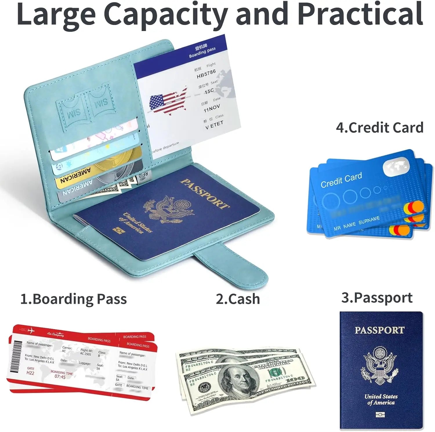 Passport Holder for Men Women RFID Blocking Passport Book Protector Slot Travel Document Organizer
