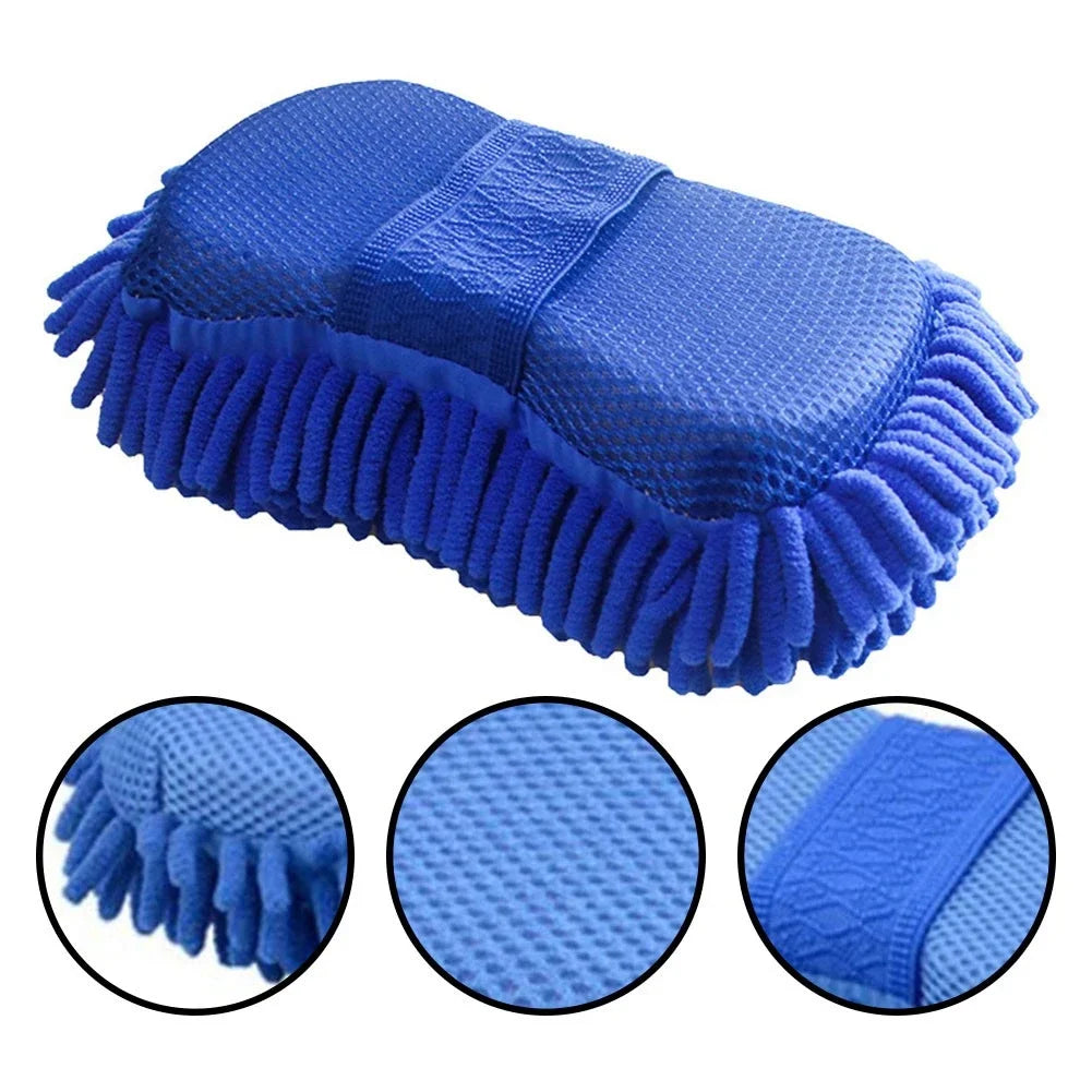 1 Pc Blue Microfiber Chenille Car Wash Sponge Auto Cleaning Tool Washing Brush Pad with Styling Accessories for Vehicle Care