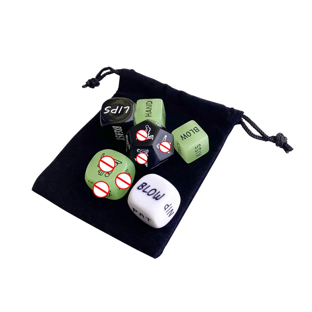 Glow in Dark Sexy Dice Set - 6Pcs Adult Couple Game for Romantic Nights, Foreplay Position Dice, Fun Love Toys for Couples Party