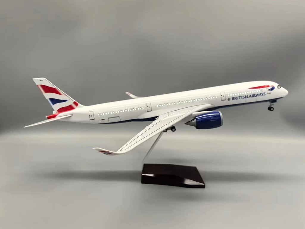 New 47cm Airplane Model A350 British Airlines 1:142 Scale Plane ABS Plastic Model With Lights Landing Gear Souvenirs Decoration