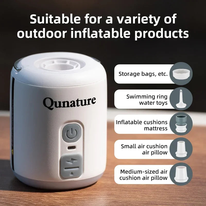Qunature Electric Air Pump Multifunctional Inflatable Extract Gas Pump Camping Air Bed Swimming Ring Inflatable Pump lighting