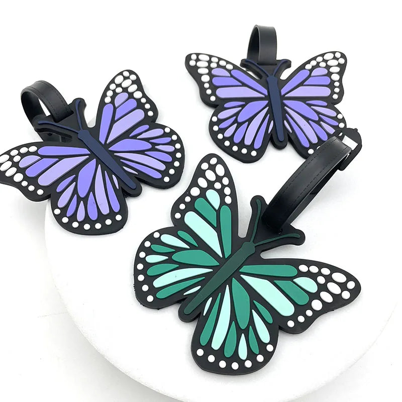 4 Color Travel Accessories Cute  Butterfly Luggage Tag Silica Gel Suitcase ID Address Holder Baggage Boarding Tag Portable Label