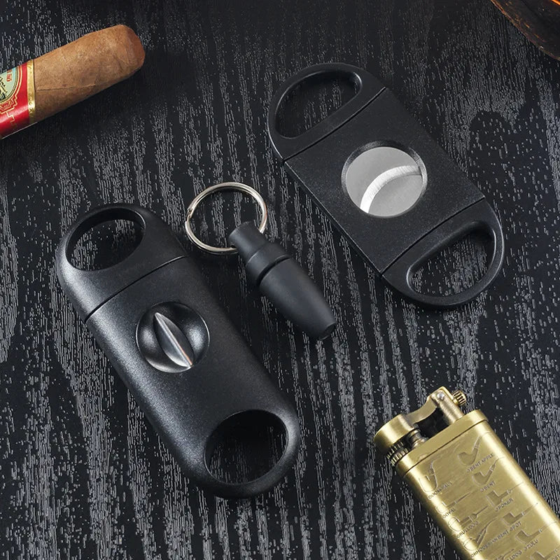 Cigar Cutter Cigar Set Pocket V-Cut Sharp Cigar Scissors Guillotine Portable Travel Cigar Cutting Round Punch Accessories