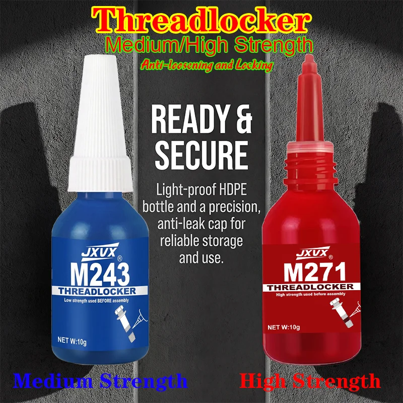 Super Threadlocker 243-271: For Metal Screws – Blue/Red Anaerobic Adhesive for Anti-Loosening and Fastening (10g)