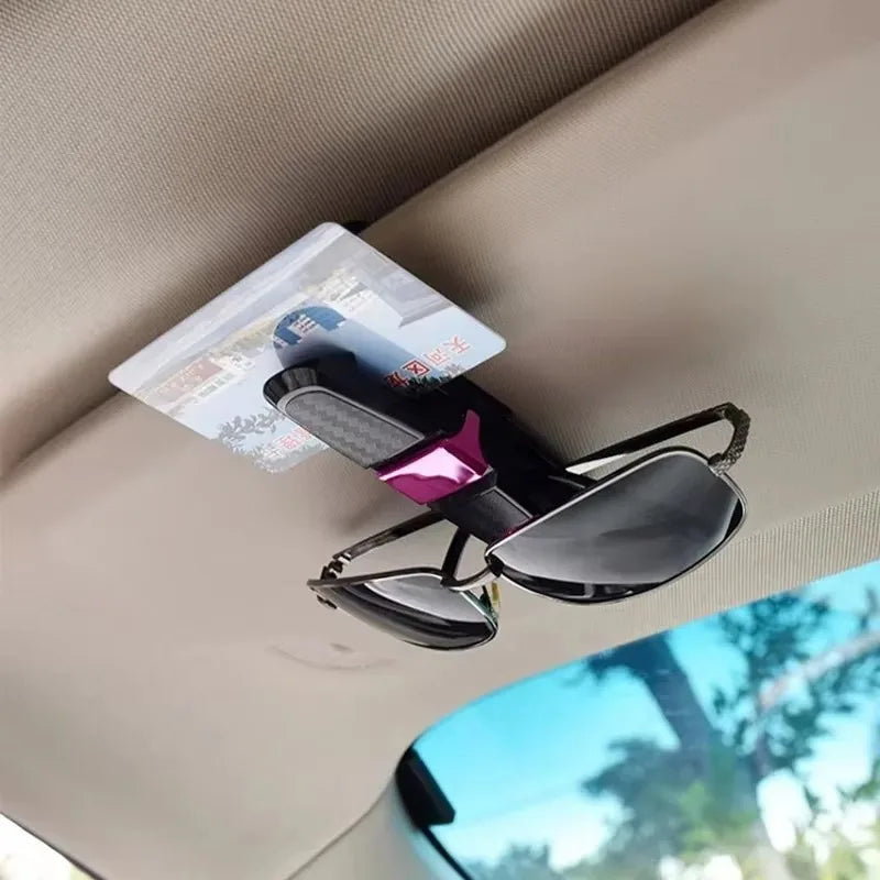 2PCS Car Glasses Case Auto Sun Visor Glasses Holder Sunglasses Clip Sunglasses Eyeglasses Card Holder Car Accessories Interior