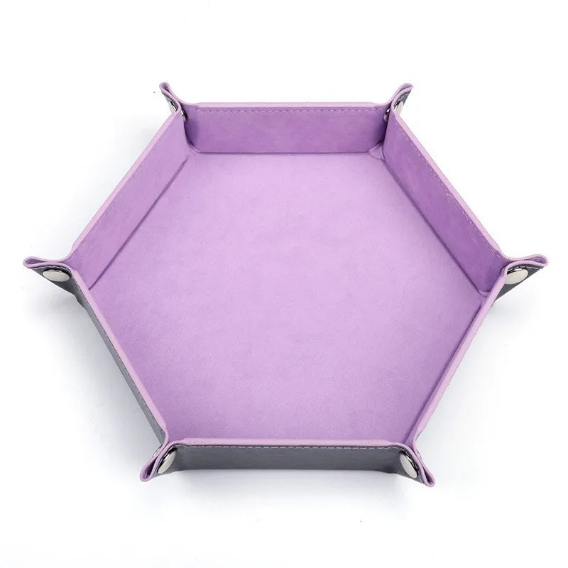 Foldable Dice Tray PU Leather Flannel Game Dice Plate Four Corners Folded Tray Home Desktop Decoration Box Coin Key Storage Tray