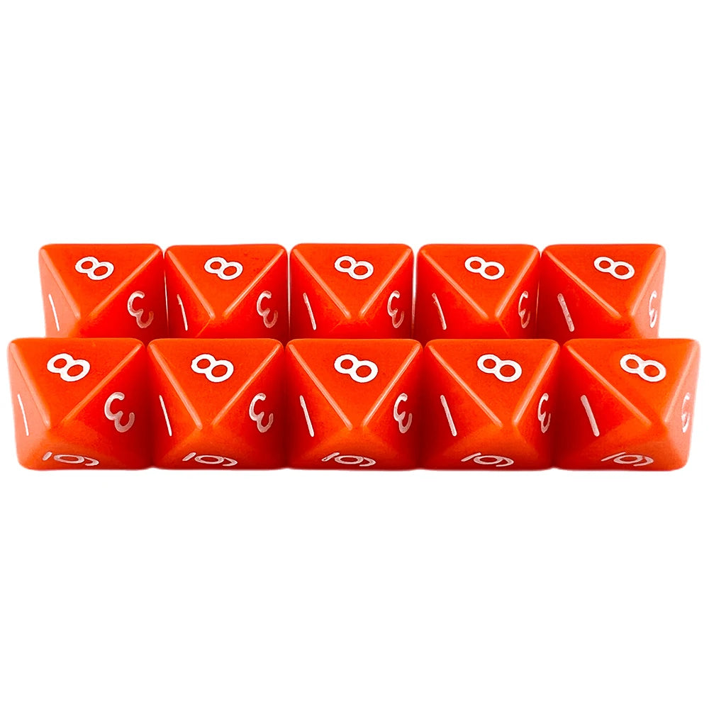 D8 Polyhedral Dice 15.5mm TRPG DND Digital Dice Game Set 8 Sides 10Pcs for Board Game