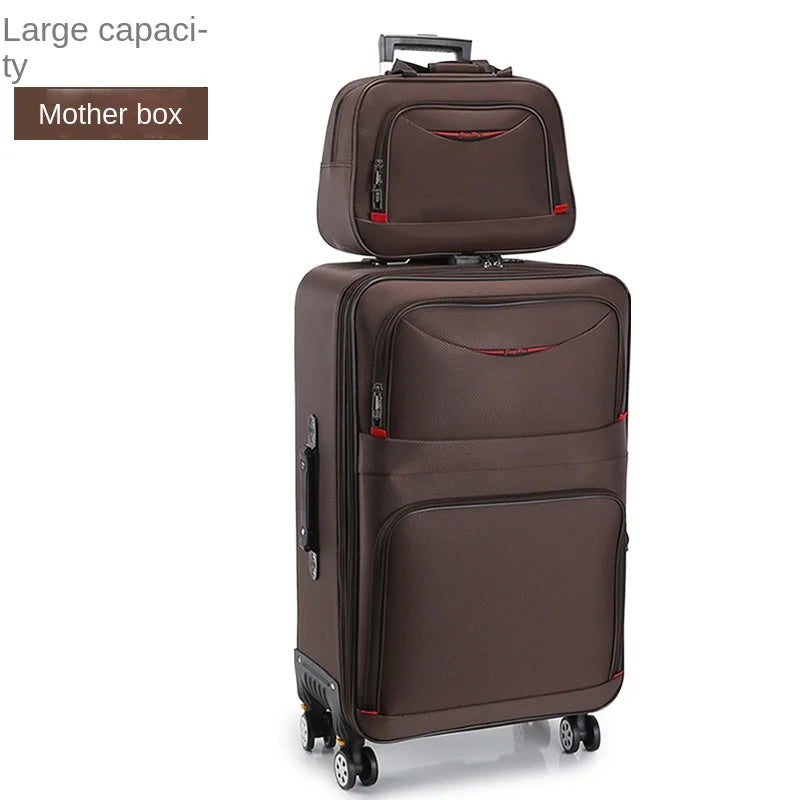 Large Capacity Suitcase with Combination Lock Luggage Travel Boardable Waterproof Oxford Fabric Trolley Case 28-Inch Oversized