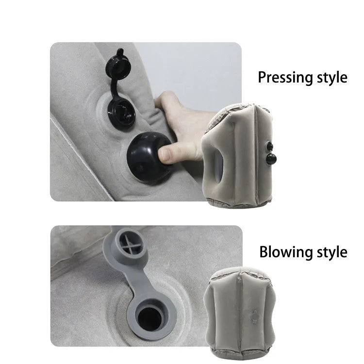 Flocking Sleeping Pillow Inflatable Pillow Waist Cushion Travel Abroad Portable Long Distance Aircraft Lunch Rest Pillow