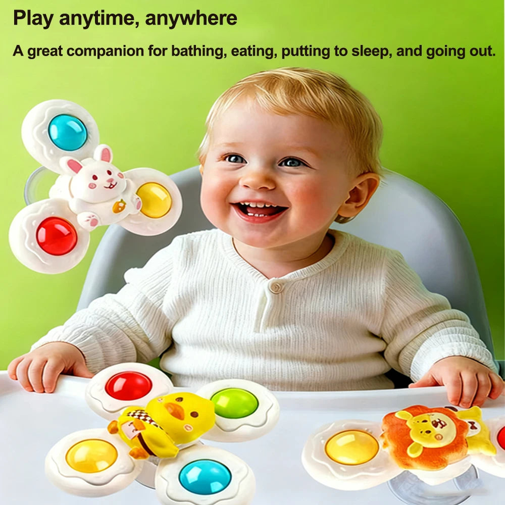 Suction Cup Spinner Toy Baby Bath Funny Game Educational Toy For Children Infant Sensory Stress Reliever Christmas Gifts for Kid