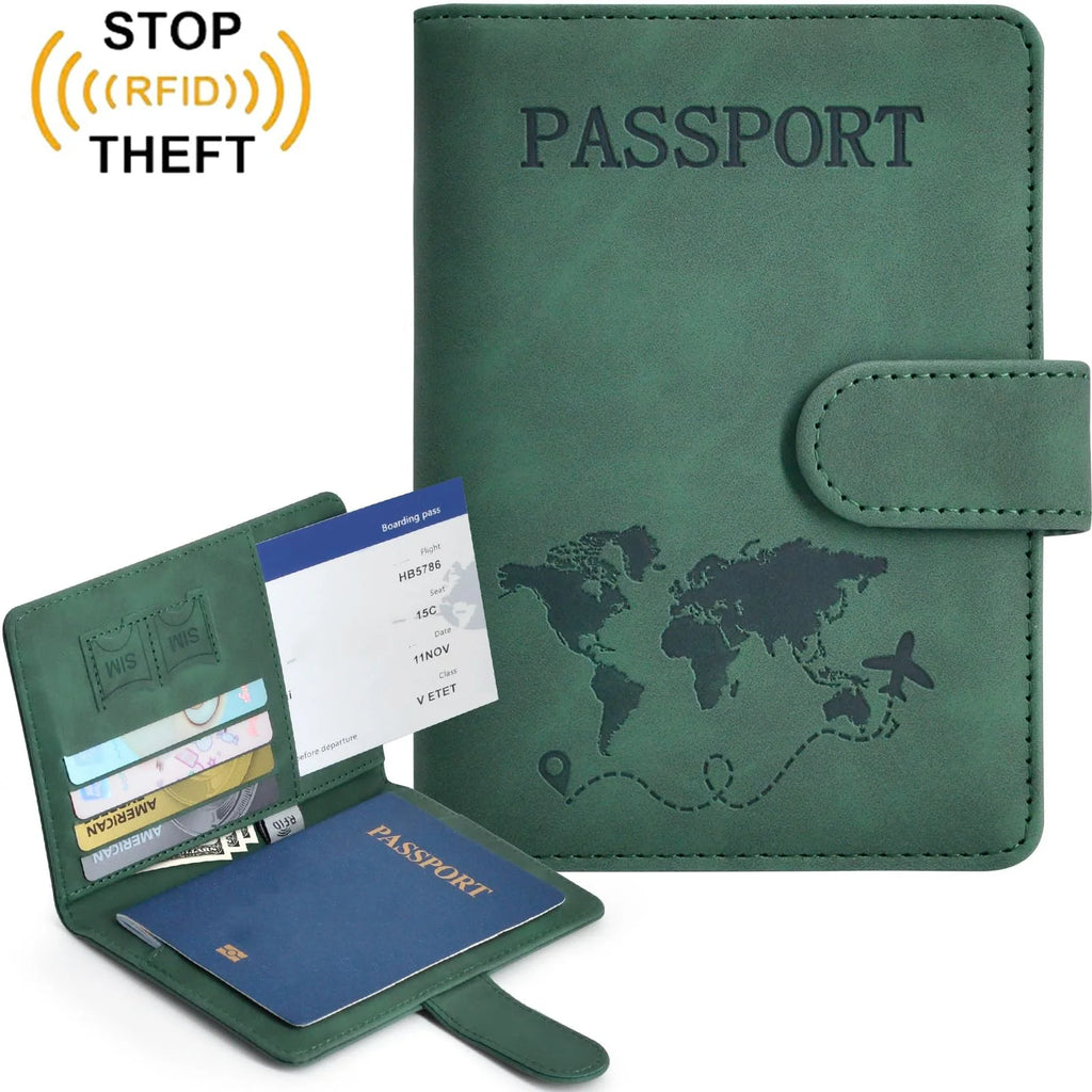 Passport Holder for Men Women RFID Blocking Passport Book Protector Slot Travel Document Organizer