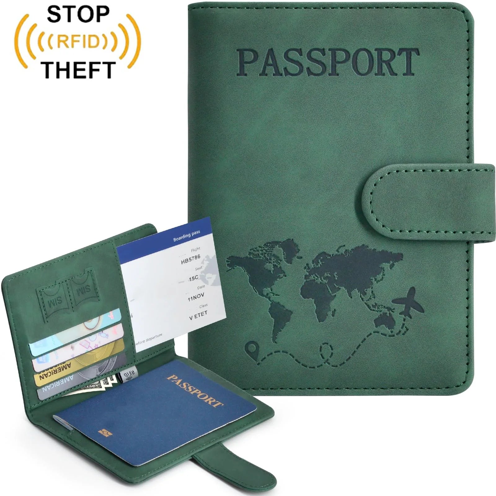 Passport Holder for Men Women RFID Blocking Passport Book Protector Slot Travel Document Organizer