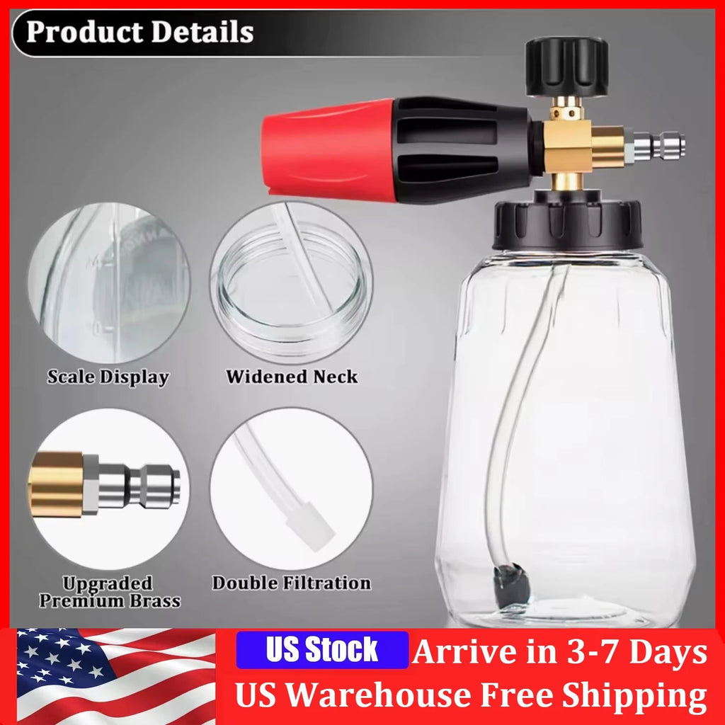 Foam Cannon Gun Car Wash Soap Lance Sprayer High Pressure Washer Bottle Large-mouth Nozzle Pot Car Wash Machinewith Handheld