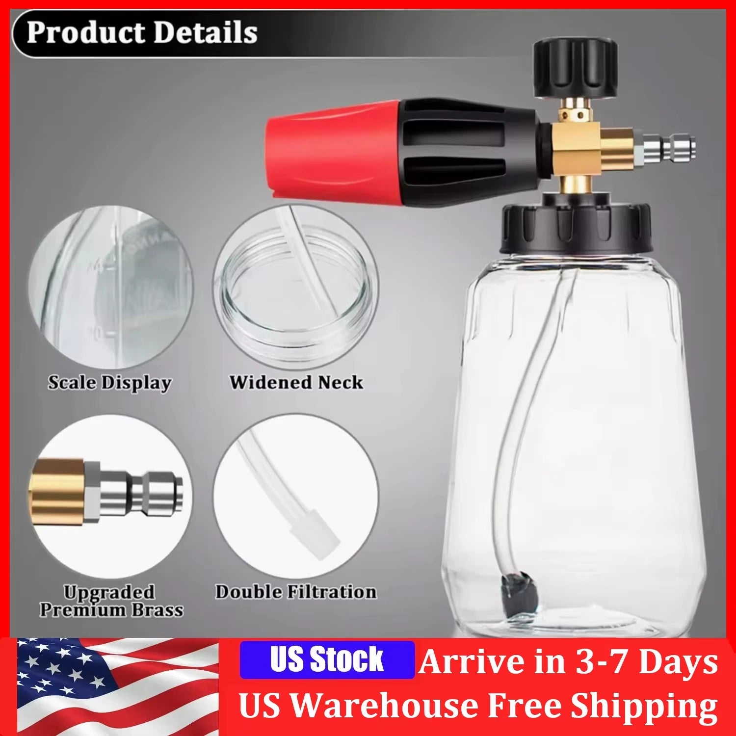 Foam Cannon Gun Car Wash Soap Lance Sprayer High Pressure Washer Bottle Large-mouth Nozzle Pot Car Wash Machinewith Handheld