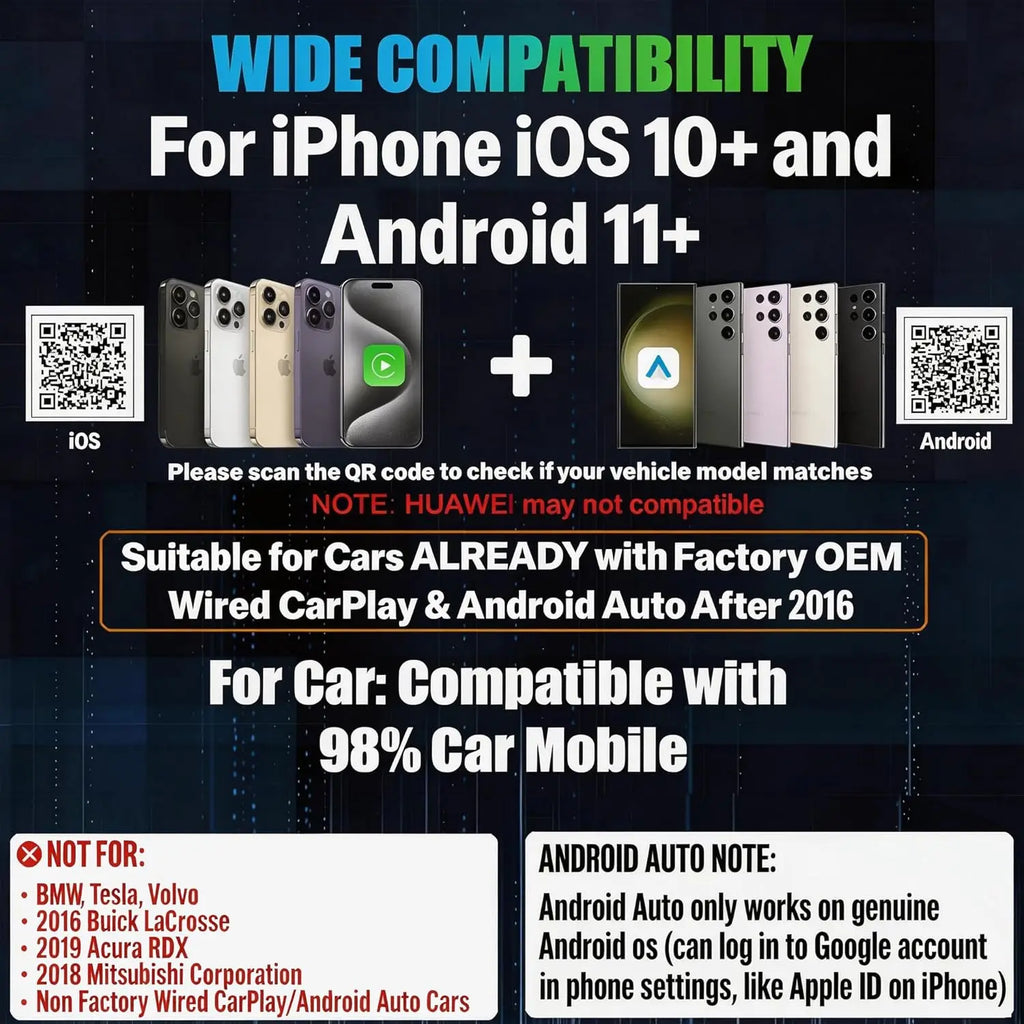 2026 Wireless CarPlay for iPhone & Android, 2-in-1 Plug and Play Converts Wired to Wireless CarPlay Android Auto, Fast Auto-Conn