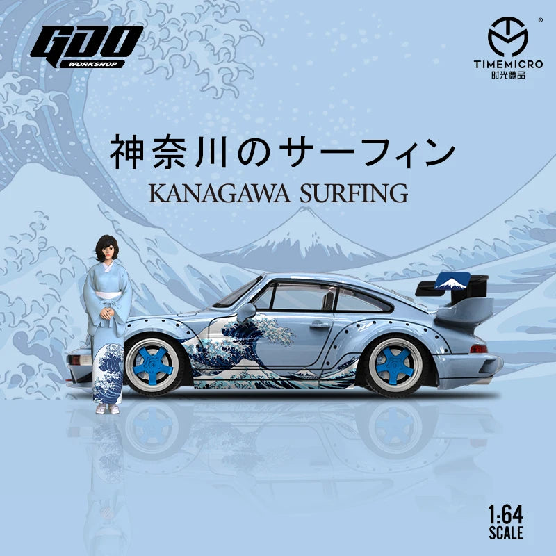 *In stock*TimeMicro 1:64 RWB 964 The Great Wave of Kanagawa Painting Simulation Alloy Car Model for Collection & Display