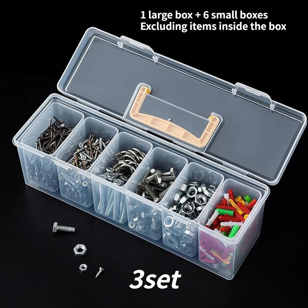 Portable Hardware Organizer Cases Lightweight Multi Grid Design Practical Storage Boxes for Screws Wrenches Home Arrangement