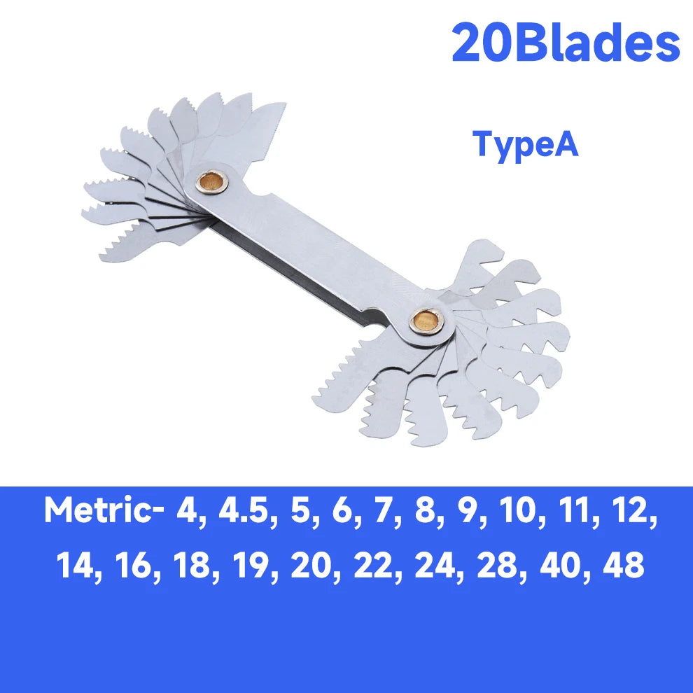 20-58 Blades Screw Pitch Gauge Metric & Imperial & US Screw Meter SAE Whitworth 55/60 Degree Metrisch Thread Measurement Tools