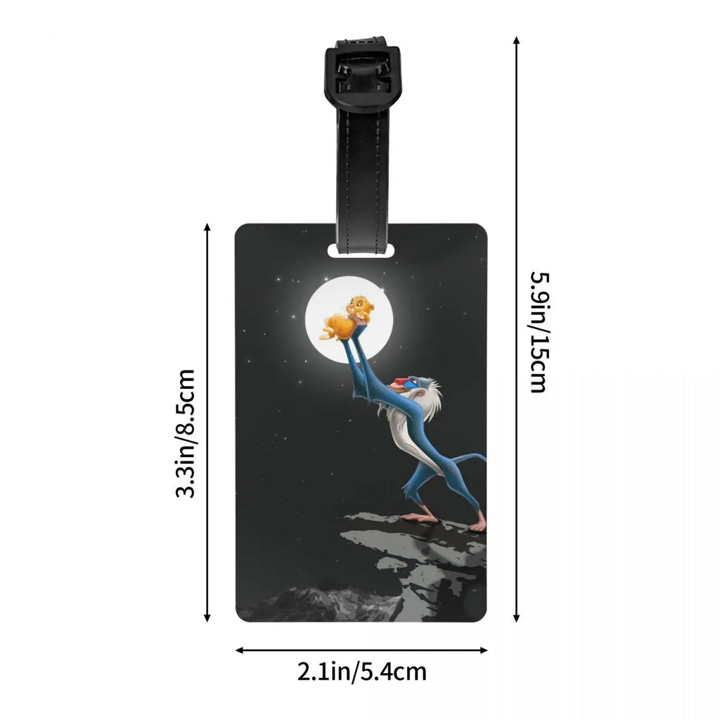 Custom Rafiki Luggage Tag With Name Card The Lion Cartoon K-Kings Privacy Cover ID Label for Travel Bag Suitcase