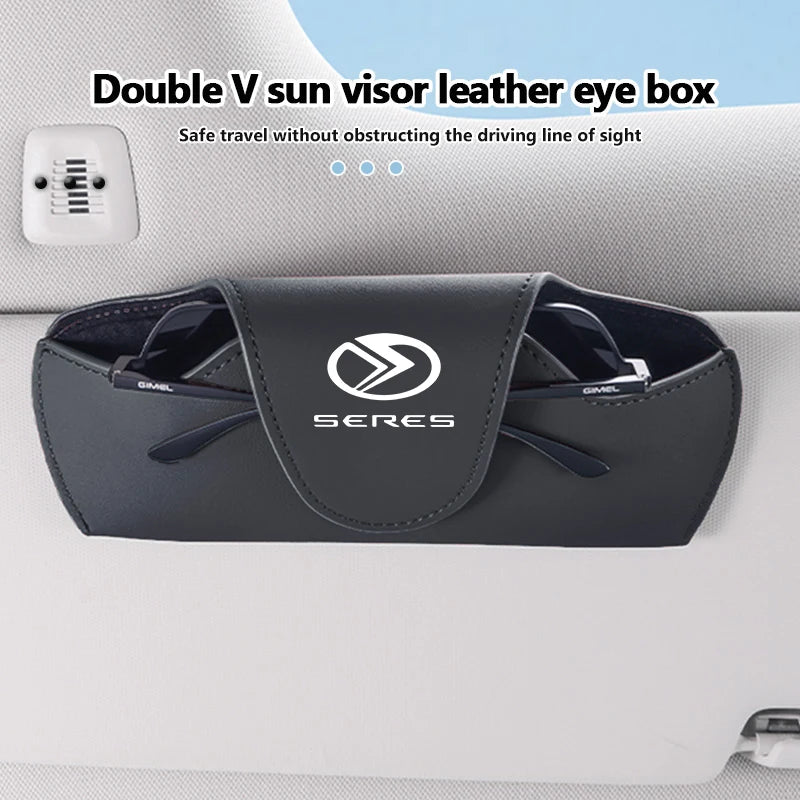 Leather Car Sun Visor Glasses Holder Wear-Resistant Protective Box For Seres M5 M7 2022 2023