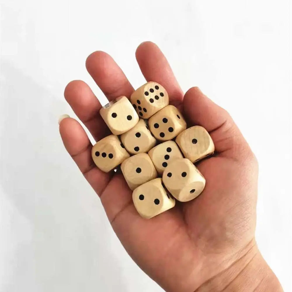 10PCS  Gift Game  20mm Round Corner Playing Games Desktop Game D6 Dice Square Point Dice Wooden Dice 6 Sided Dice