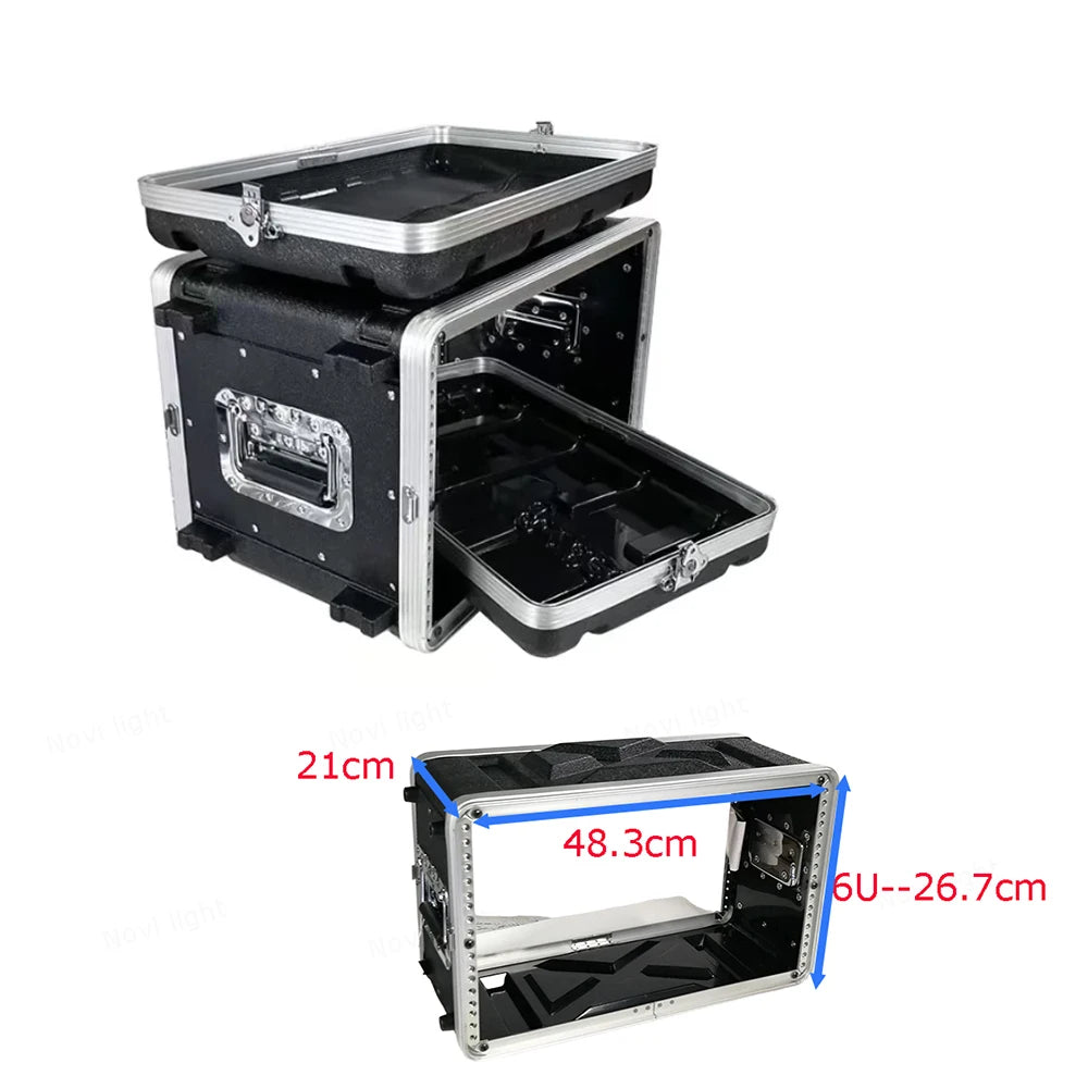 Portable ABS Cabinet with Main Body Depth 210mm, Aviation Box Chassis Rack Shockproof Case for 19 inch Receiver