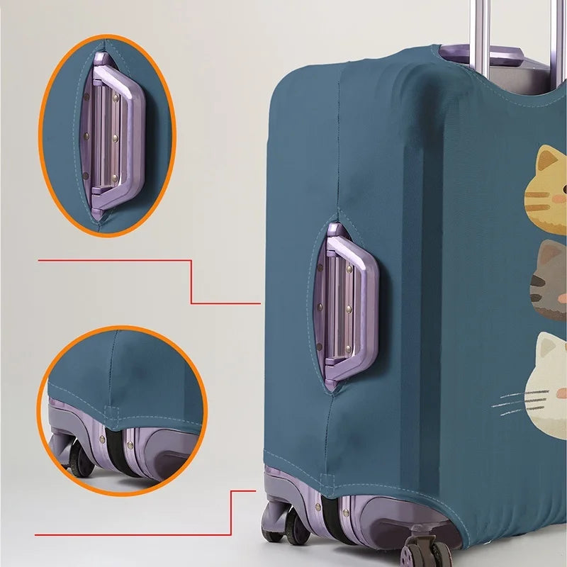 Cute cat avatar Tibetan blue pattern luggage cover, suitable for 18-32 inch luggage lid, luggage handle gloves, travel accessori