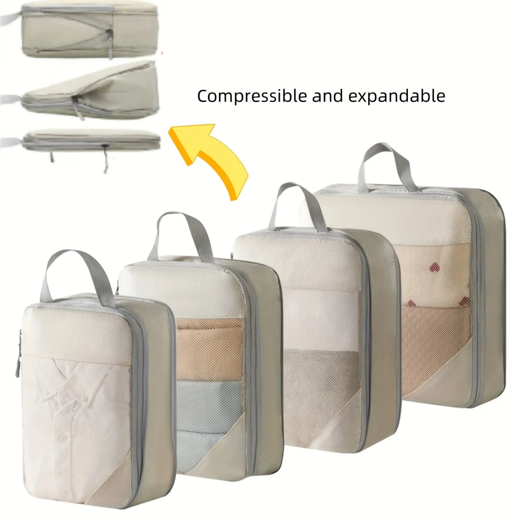 Mesh 4-Piece Set, Convenient for Business Trips and Travel Storage, Is a Practical Set That Saves Space for Travel