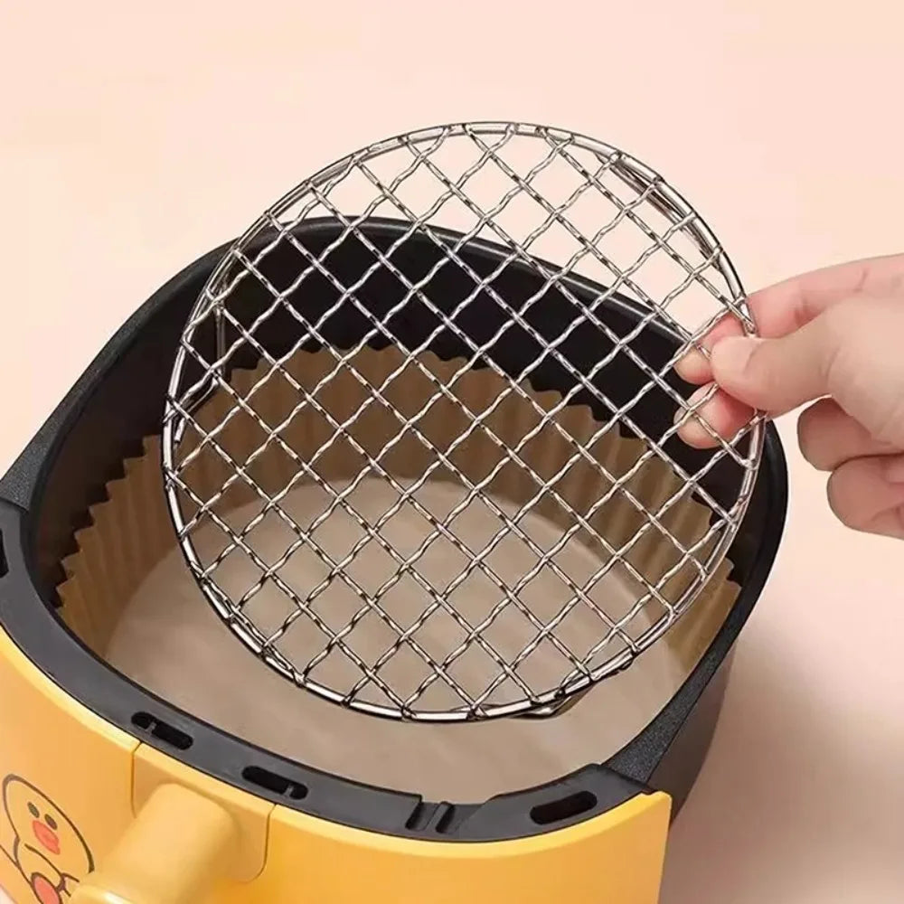 Durable Round Air Fryer Rack Stainless Steel Stackable Grid Grill with Foot Steam Baking Rack Home Kitchen Oven Steamer Cooker