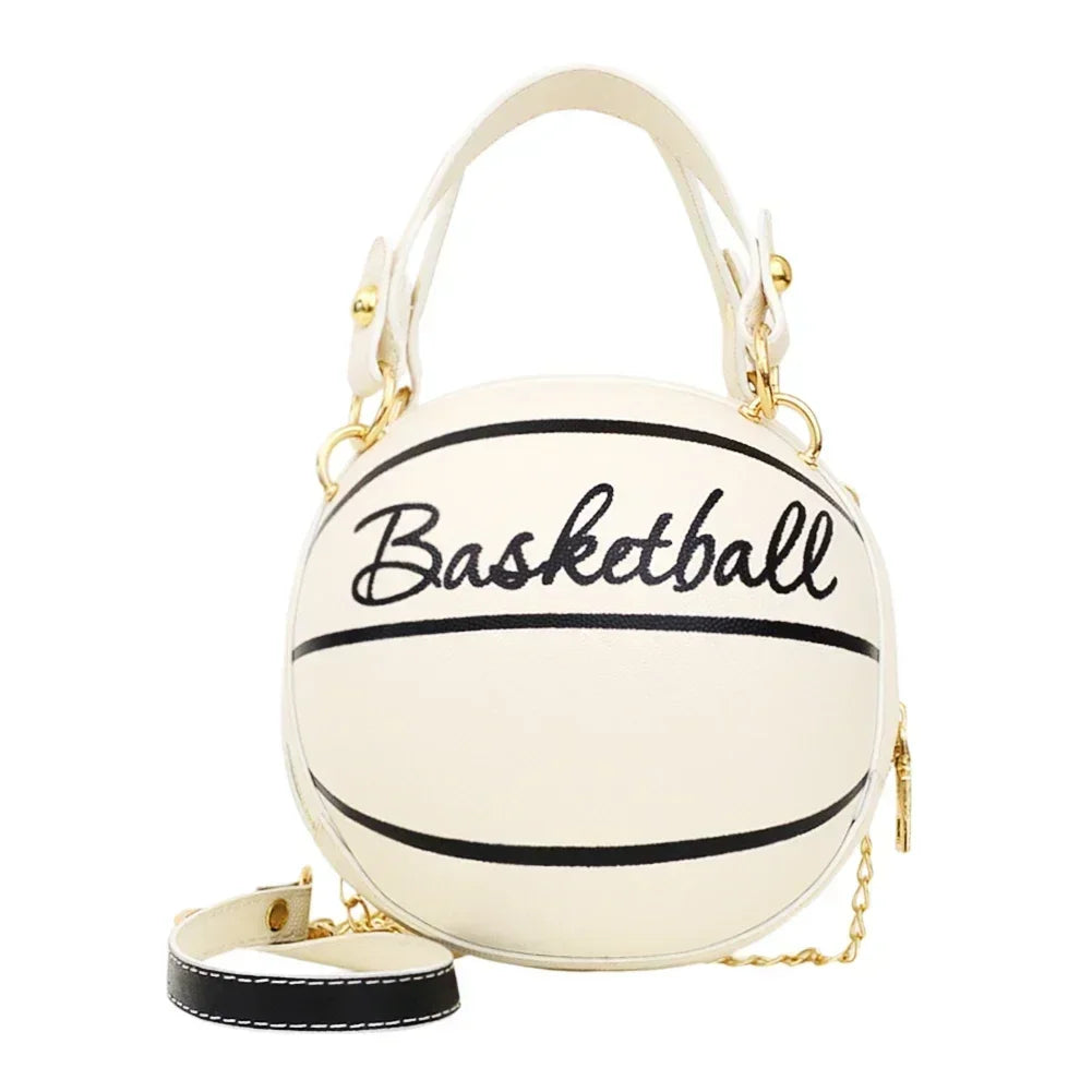 Personality Female Leather Pink Basketball Bag Ball Purses for Teenagers Women Shoulder Bags Crossbody Chain Hand Bags