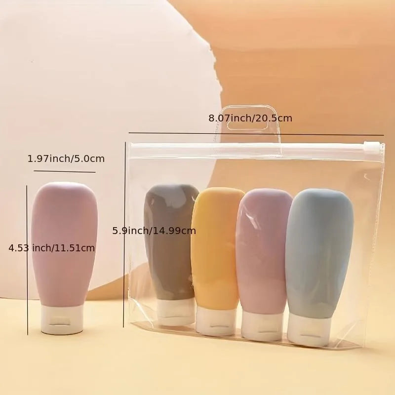 4pcs/set Travel bottle set, refillable cosmetic container, empty shampoo bath gel tube, shampoo and body lotion travel bottle