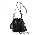 2025 Crossbody bag female new heavy industry locomotive wind rivet tide pump with bucket bag fashionable shoulder bag