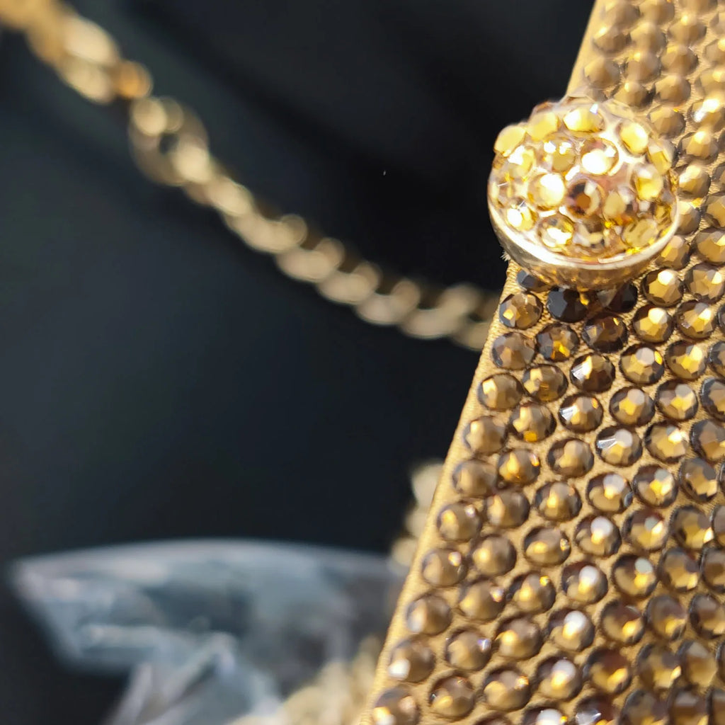 Boutique De FGG Women Brown Crystal Evening Bag Formal Party Dinner Rhinestone Handbags and Purses Bridal Diamond Clutch Purse