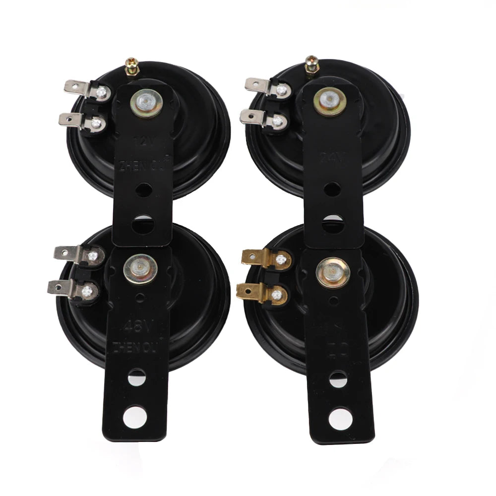 Motorcycle electric horn 12V 24V 36V 48V 60V 1.5A 105db waterproof round horn speaker suitable for scootermopedelectric bicycle