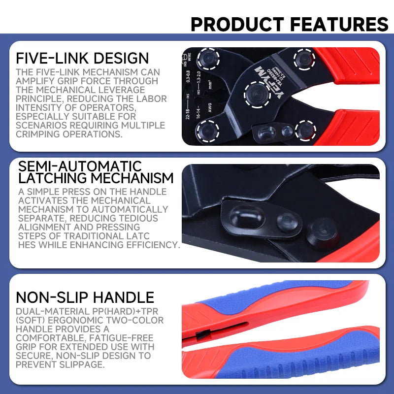 Waterproof terminal crimping pliers 22-14AWG Automobile connector crimping tool multi-function Electrical tools