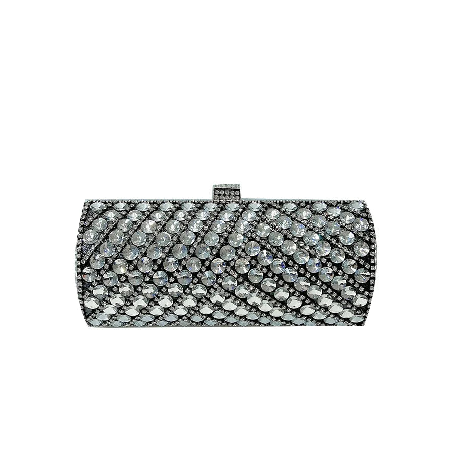 Cylindrical Shape Women Clutch Evening Bag Crystal Bridal Wedding Purse Rhinestones Handbags Chains Crossbody Bags for Women Sac