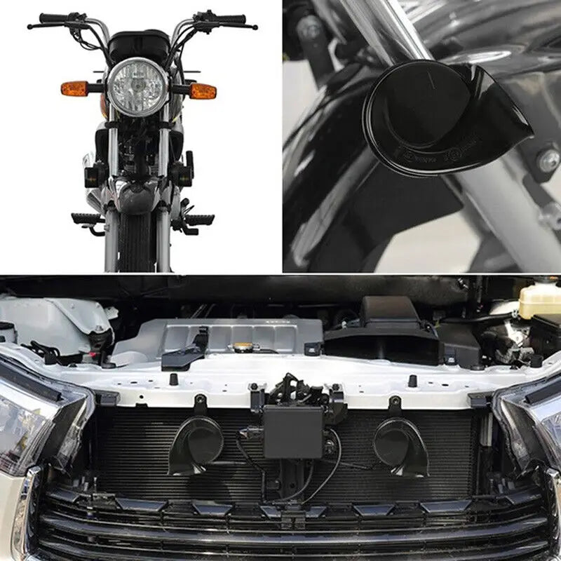 12V Super Loud Car 300DB Dual Tone Snail Electric Air Horn Siren Motorcycle T UK General Motors motorcycle exterior accessories