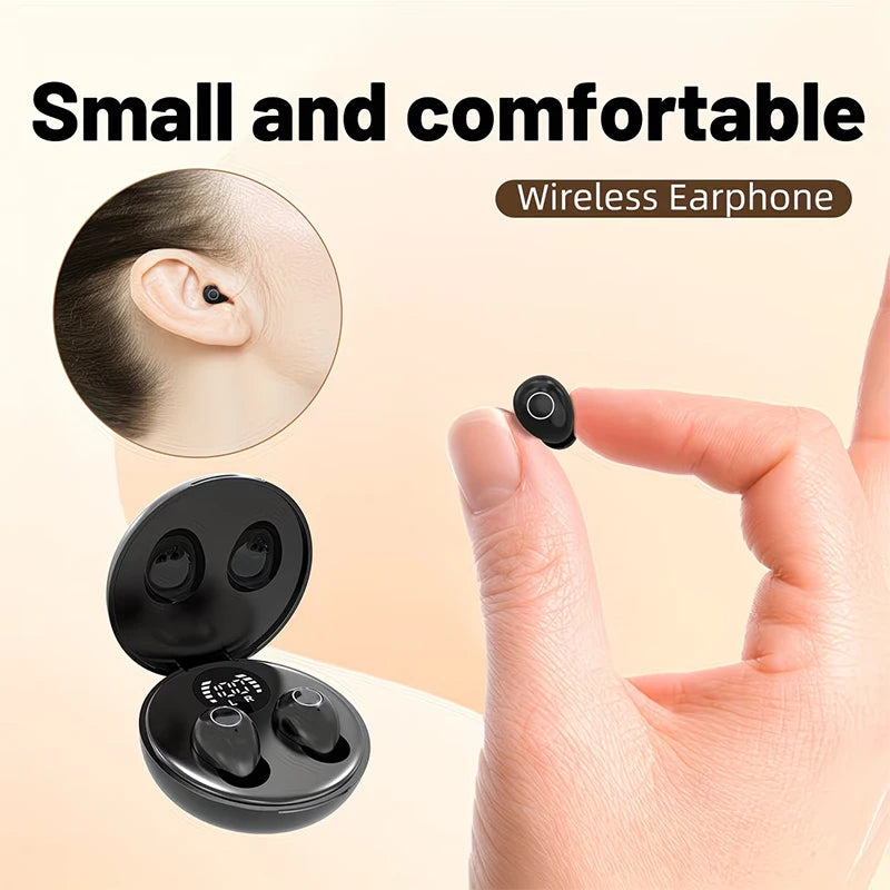 SK31 Mini Invisible Headphones Wireless Bluetooth 5.4 Headphones Bass Sleeping Headphones with Microphone Noise Cancellation HD