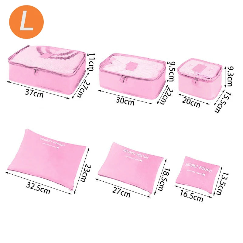 6-piece large size travel organizer portable suitcase organizer clothes shoes makeup bag luggage organizer travel storage bag