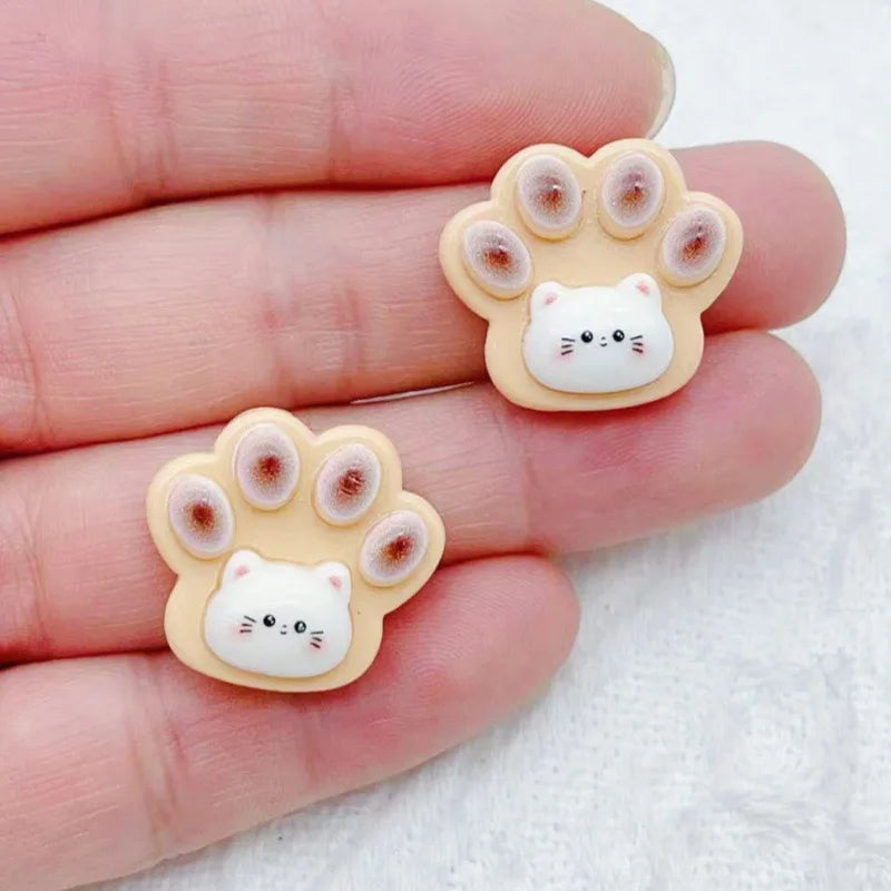 10pcs Cartoon Cute Cat Claw Resin Patch Creative Water Cup Decoration Phone Case Refrigerator Adhesive Material