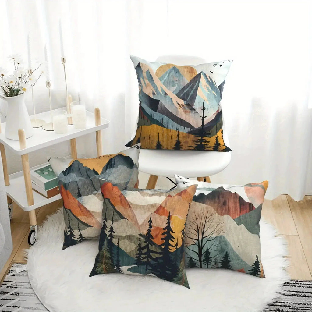 Mountain Forest Sunset Design digital printing pillow cover Short plush Suitable living rooms bedrooms sofas throw cushion cover