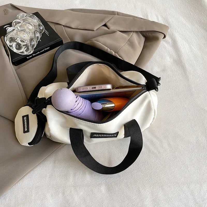 Modern Sporty Style Mega-Storage Shoulder Bags with Coin Holder, Pupil Nylon Handbag Casual Unisex Side Bags