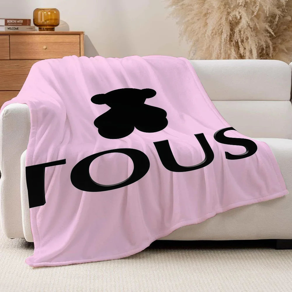 Fashion print T-TOUS  Blanket For Sofa Office Bed Plane Travel Sleep Read Relax Camping Soft And Warm