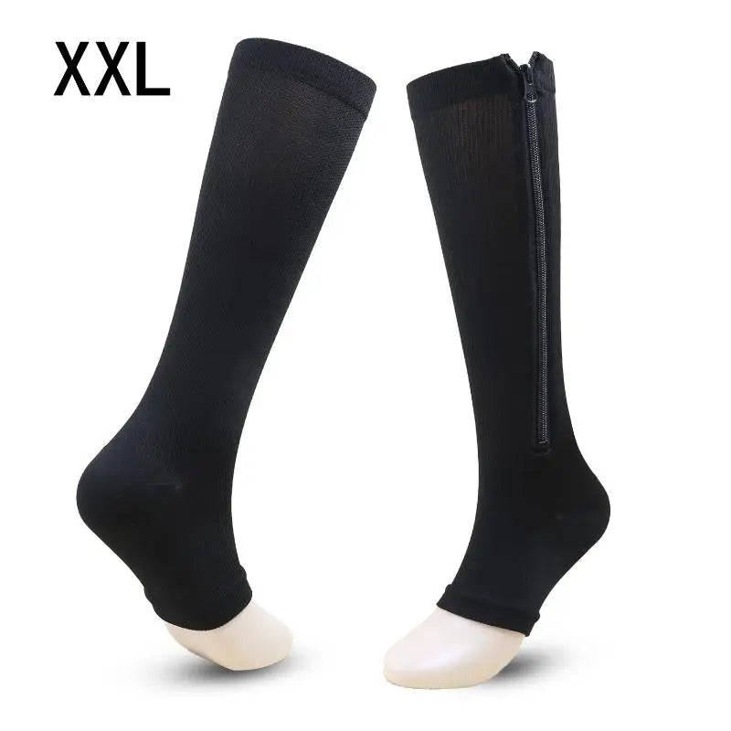 Zipper Compression Socks Women Men High Elasticity Nylon Closed Toe Pressure Stocking For Edema