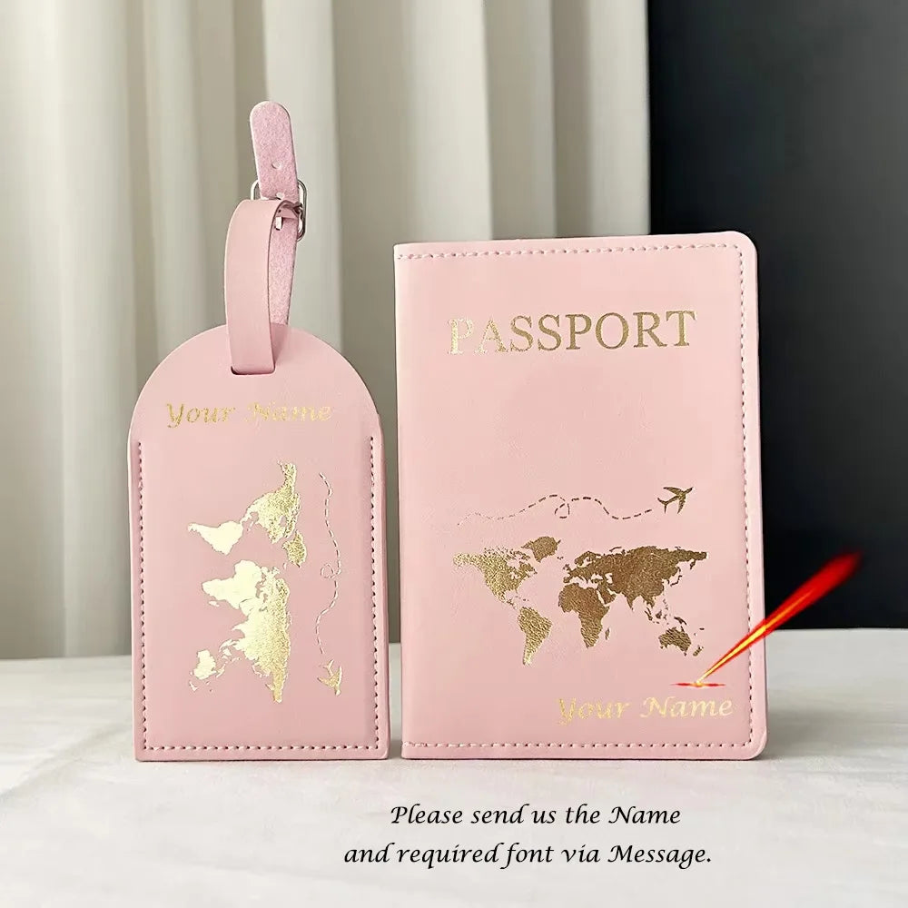 Personalised Passport Cover EU Map Cute Map Passport Case with Luggage Tags Travel Wallet Organizer Travel Accessories