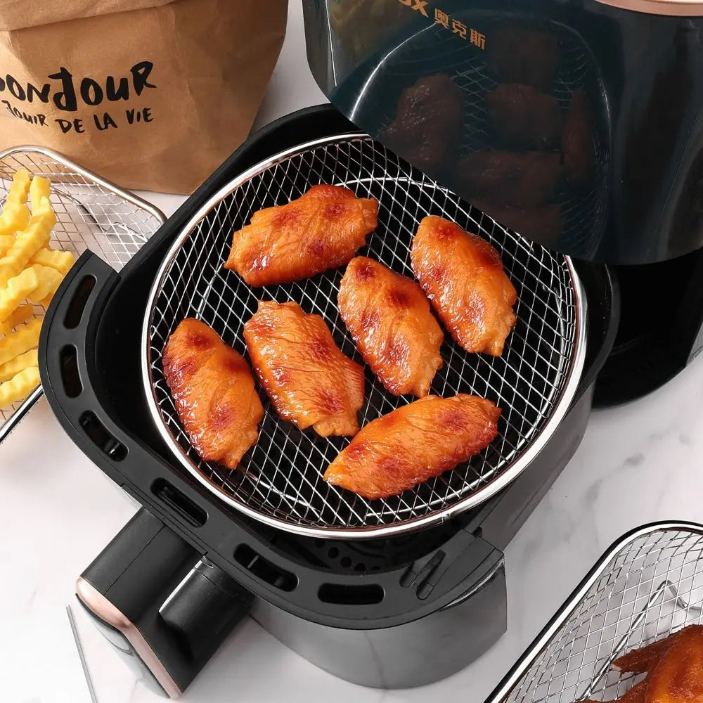 Durable Stackable Air Fryer Rack Non-Stick Stainless Steel Airfryer Tray Grill Basket Kitchen Gadgets