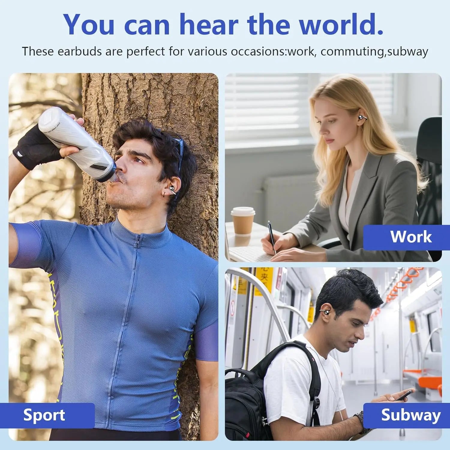 Stereo Wireless Earbuds Clear Calls BT 5.4 OWS Earphone with LED Display Comfort Fit Headphone for Business Travel New Products